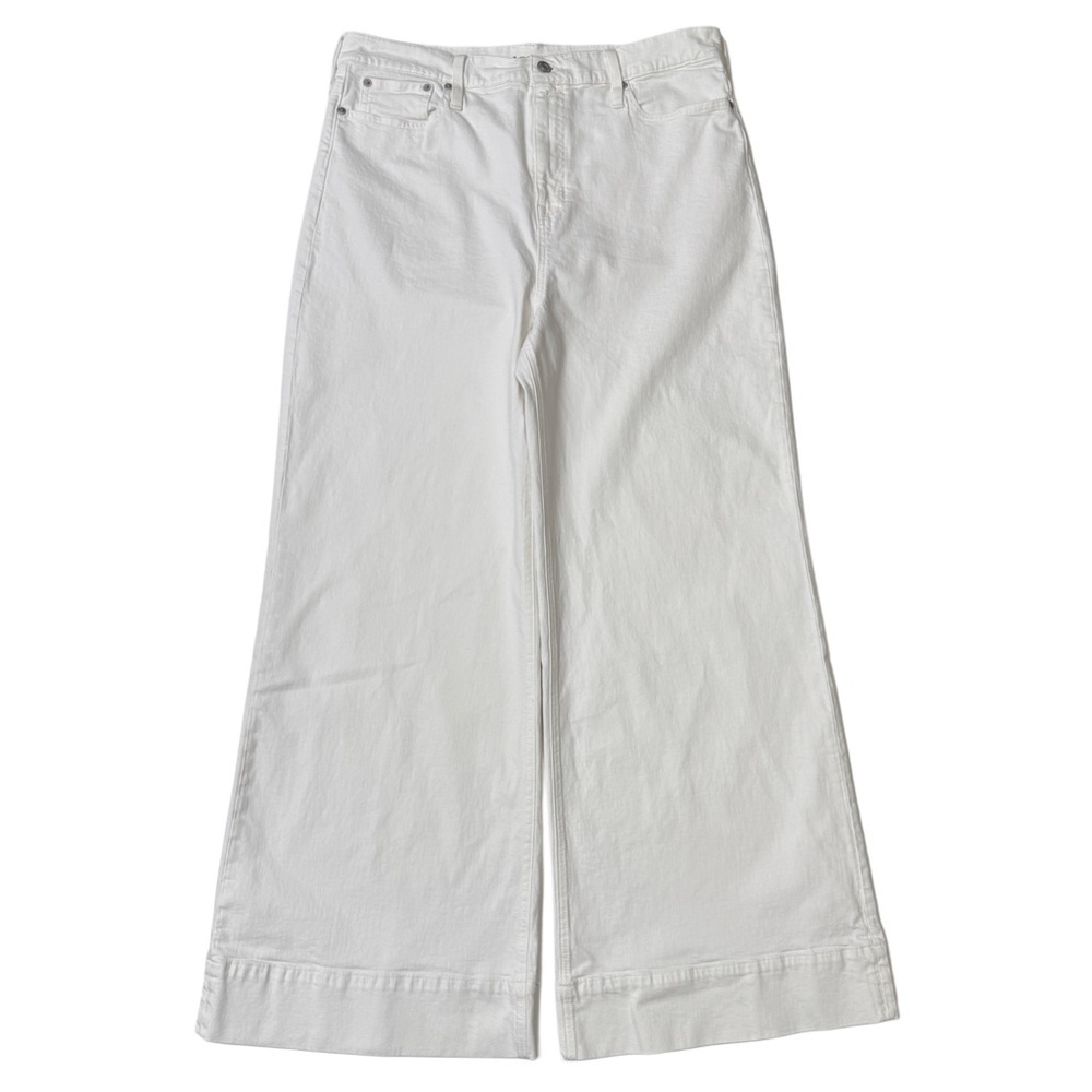 {J. Crew} "Wide Leg Trouser" White High Rise Relaxed Loose Baggy Denim Jeans - Picture 7 of 7